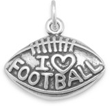 Image of Oxidized "I Love Football" Charm 925 Sterling Silver