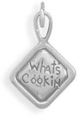Image of Oxidized "Whats Cookin" Charm 925 Sterling Silver