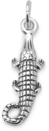 Image of Oxidized Alligator Charm 925 Sterling Silver