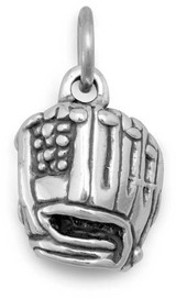 Image of Oxidized Baseball Mitt Charm 925 Sterling Silver