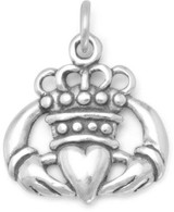 Image of Oxidized Claddagh Charm 925 Sterling Silver