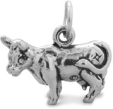 Image of Oxidized Cow Charm 925 Sterling Silver