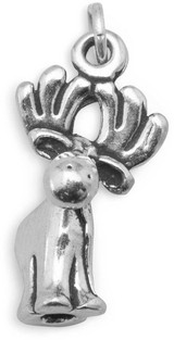 Image of Oxidized Cute Moose Charm 925 Sterling Silver