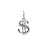 Image of Oxidized Dollar Sign Charm 925 Sterling Silver