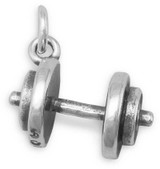 Image of Oxidized Dumbbell Charm 925 Sterling Silver