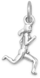 Image of Oxidized Female Runner Charm 925 Sterling Silver