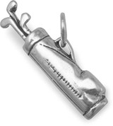 Image of Oxidized Golf Bag Charm 925 Sterling Silver