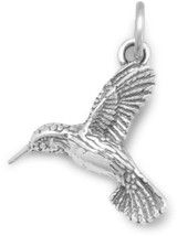 Image of Oxidized Hummingbird Charm 925 Sterling Silver