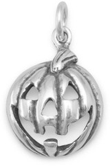 Image of Oxidized Jack-O-Lantern Charm 925 Sterling Silver