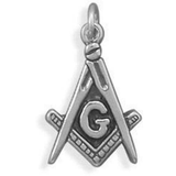 Image of Oxidized Masons Symbol Charm 925 Sterling Silver
