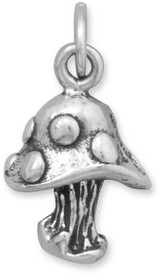 Image of Oxidized Mushroom Charm 925 Sterling Silver