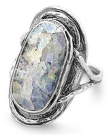 Image of Oxidized Oval Roman Glass Ring