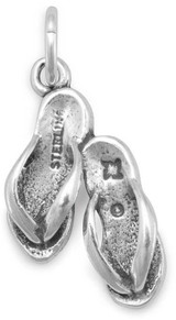 Image of Oxidized Pair Sandals Charm 925 Sterling Silver