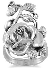 Image of Oxidized Rose Ring 925 Sterling Silver
