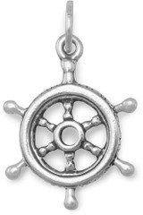 Image of Oxidized Ships Helm Charm 925 Sterling Silver