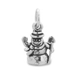 Image of Oxidized Snowman Charm 925 Sterling Silver
