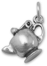 Image of Oxidized Tea Pot Charm 925 Sterling Silver