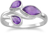 Image of Pear and Marquise Amethyst Ring 925 Sterling Silver