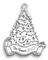 Image of Personalized Sterling Silver Rhodium-plated Christmas Tree Ornament QQ358