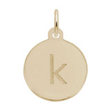 Image of Petite Initial Disc - Lower Case Block K Charm (Choose Metal) by Rembrandt