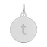 Image of Petite Initial Disc - Lower Case Block T Charm (Choose Metal) by Rembrandt