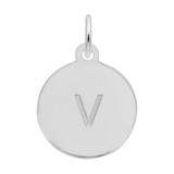 Image of Petite Initial Disc - Lower Case Block V Charm (Choose Metal) by Rembrandt