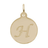 Image of Petite Initial Disc - Script H Charm (Choose Metal) by Rembrandt