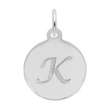 Image of Petite Initial Disc - Script K Charm (Choose Metal) by Rembrandt