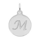 Image of Petite Initial Disc - Script M Charm (Choose Metal) by Rembrandt