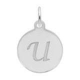 Image of Petite Initial Disc - Script U Charm (Choose Metal) by Rembrandt