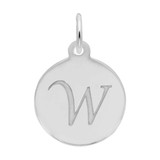 Image of Petite Initial Disc - Script W Charm (Choose Metal) by Rembrandt