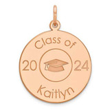 Image of Pink Plated Sterling Silver Personalized Graduation Cap Disc Charm