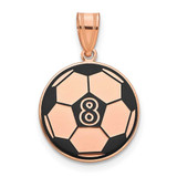 Image of Pink-plated Sterling Silver & Black Enamel Personalized Soccer Ball Pendant
