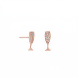Image of Pink-plated Sterling Silver CZ Champagne Glass Stud Earrings