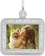 Image of Rembrandt Horizontal Rectangle w/ Scroll Frame PhotoArt Charm (Choose Metal) FLFCBL4BC12