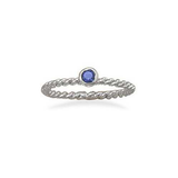 Image of Rhodium Plated Dark Blue Glass Ring 925 Sterling Silver