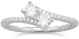 Image of Rhodium Plated Double CZ Ring with CZ Band