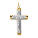 Image of Rhodium-Plated & Yellow Sterling Silver Satin/Polished Corpus Cross Pendant