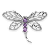 Image of Rhodium-Plated Sterling Silver Amethyst Dragonfly Pendant