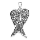 Image of Rhodium-Plated Sterling Silver Antiqued Angel Wing Pendant