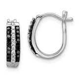 Image of 13mm Rhodium-Plated Sterling Silver Black & White Diamond Earrings QE10920