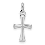Image of Rhodium-Plated Sterling Silver Childs Polished Cross Pendant QP4052
