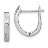 Image of 15mm Rhodium-Plated Sterling Silver Diamond Hinged Hoop Earrings QDX117
