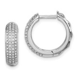 Image of 16mm Rhodium-Plated Sterling Silver Diamond Hinged Hoop Earrings QE12642