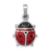 Image of Rhodium-Plated Sterling Silver Enameled Ladybug Pendant