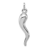 Image of Rhodium-Plated Sterling Silver Italian Horn Pendant QC6089