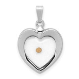 Image of Rhodium-Plated Sterling Silver Large Heart w/ Mustard Seed Pendant