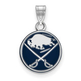 Image of Rhodium-plated Sterling Silver NHL LogoArt Buffalo Sabres Small Enamel Pendant