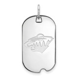 Image of Rhodium-plated Sterling Silver NHL LogoArt Minnesota Wild Small Dog Tag Pendant
