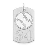 Image of Rhodium-plated Sterling Silver Personalized 2-piece Baseball Dog Tag Pendant